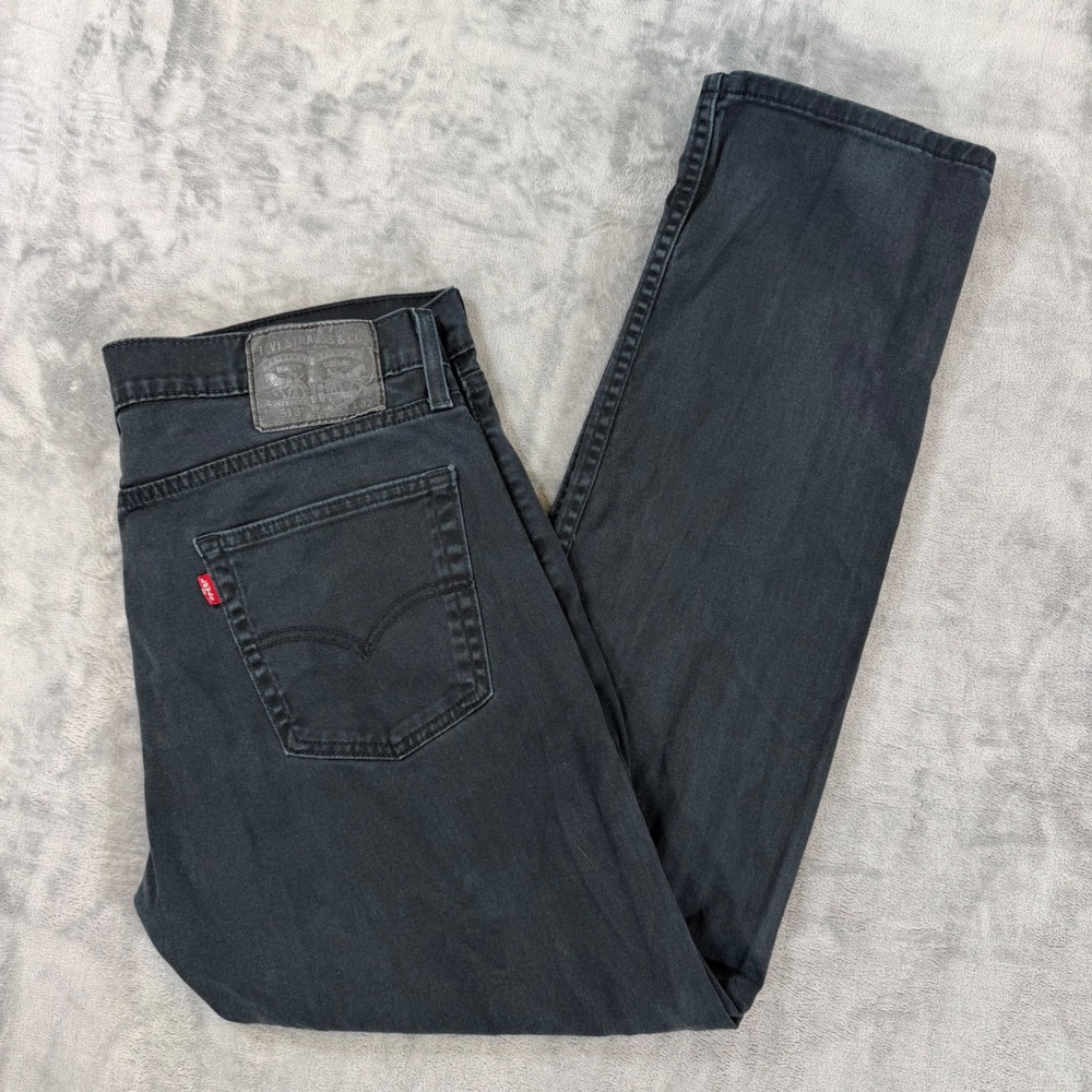 Levi's 513 Slim Straight Jeans Mens Size 34x32 Black Denim Pants